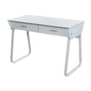 COMFORT LINE PRODUCTS Comfort Products 50-JN1301 Ultramodern Glass Computer Desk with Drawers - White - 43.25 x 22.75 x 30.25 in. 50-JN1301